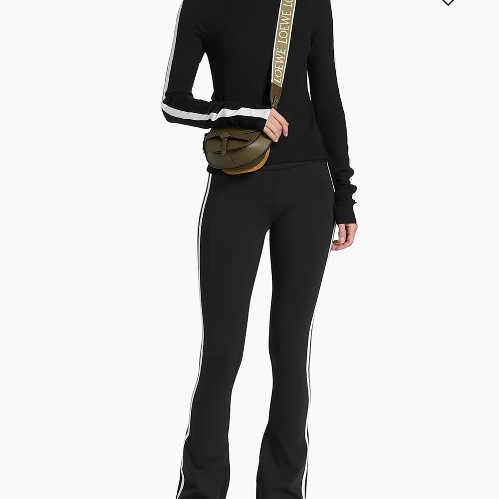 Love Tree Black Flare Pants with White Side Stripes - Picture 5 of 15